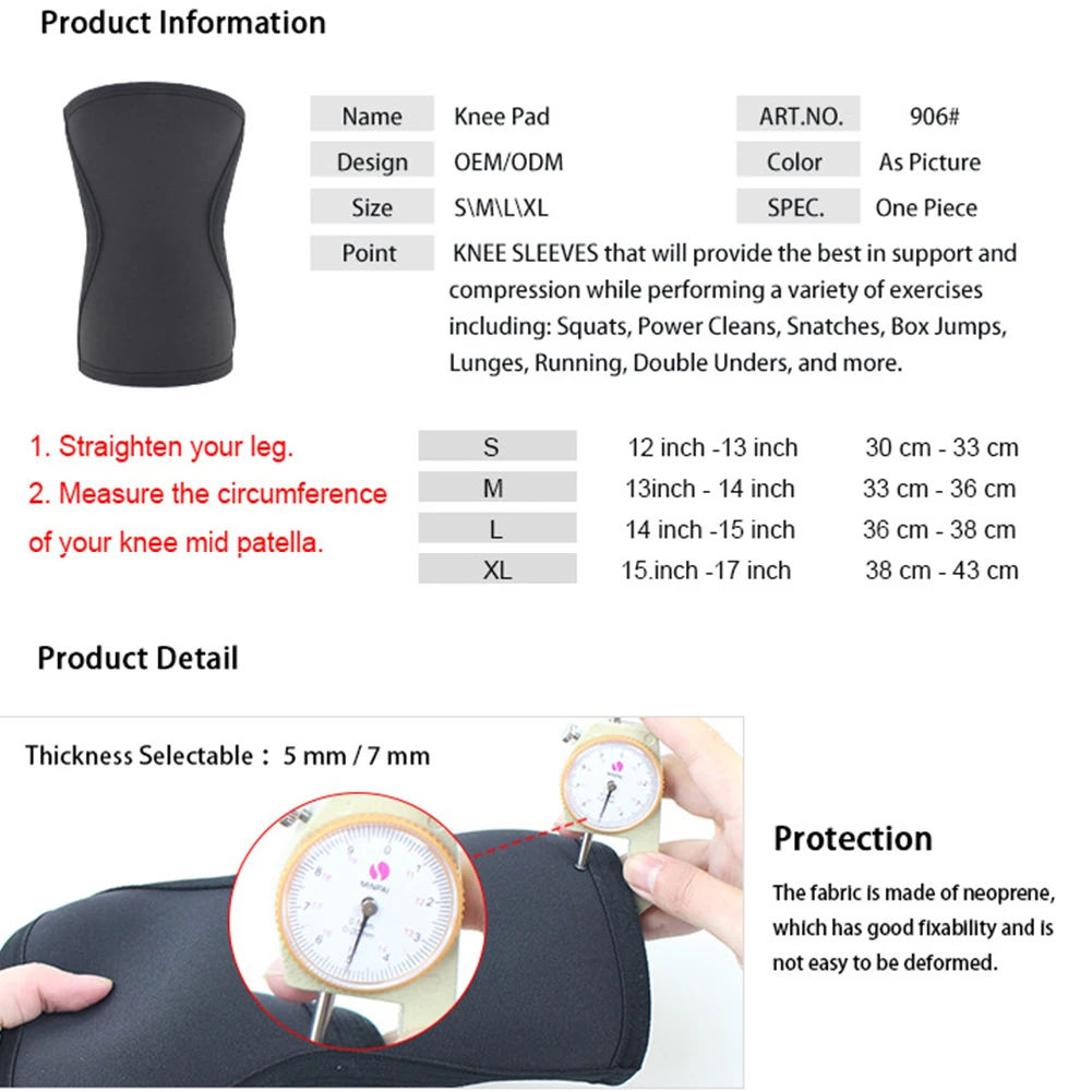 1 PC Squat 7mm Knee Sleeves Pad Support Men Women Gym Sports Compression Neoprene Knee Protector Fitness Gym Fit Weightlifting