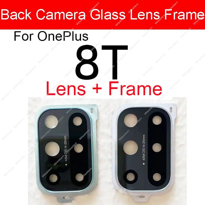 Back Camera Glass Lens With Frame For Oneplus 1+ 8 9 8Pro 9Pro 8T 9R Rear Camera Glass Lens with Sticker Repair Replacement Part