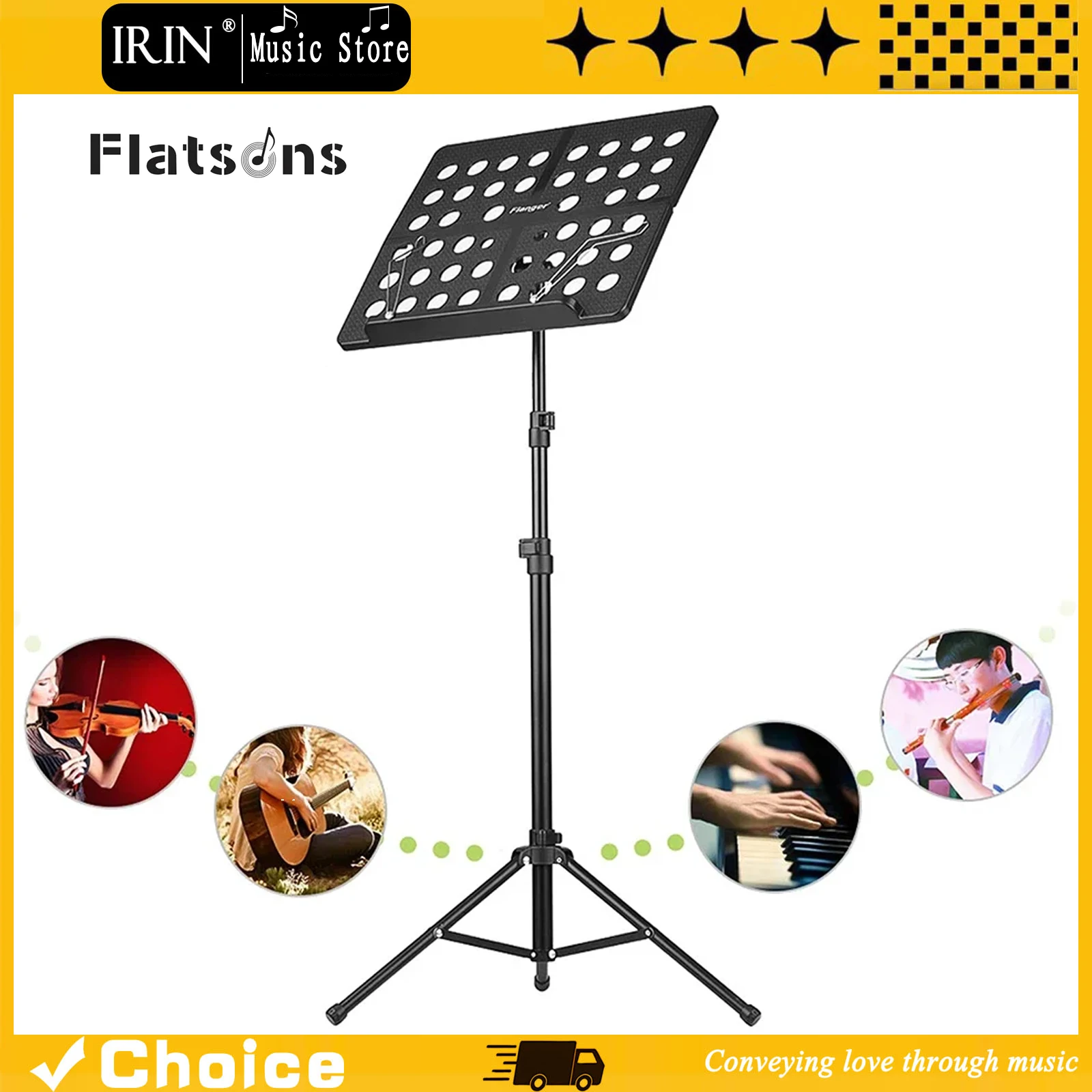 Collapsible Sheet Music Score Tripod Stand Lightweight Music Stand Retractable Metal Music Stand for Guitar Violin