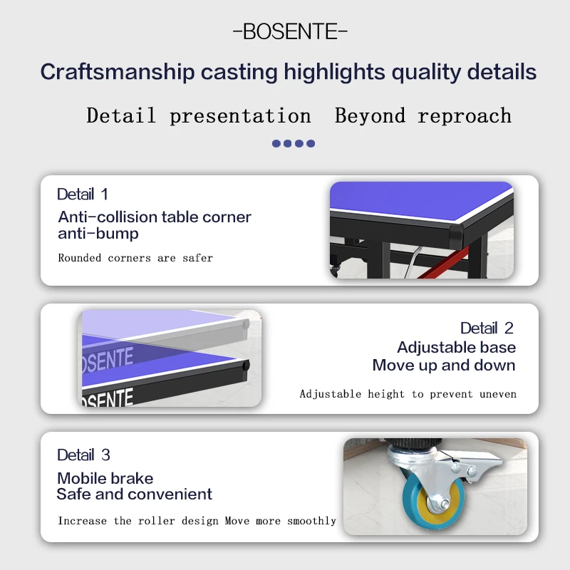 مبيعات المصنع مباشرة 25 مم HDF لعبة قابلة للطي نشاط طاولة تنس داخلية مع عجلات