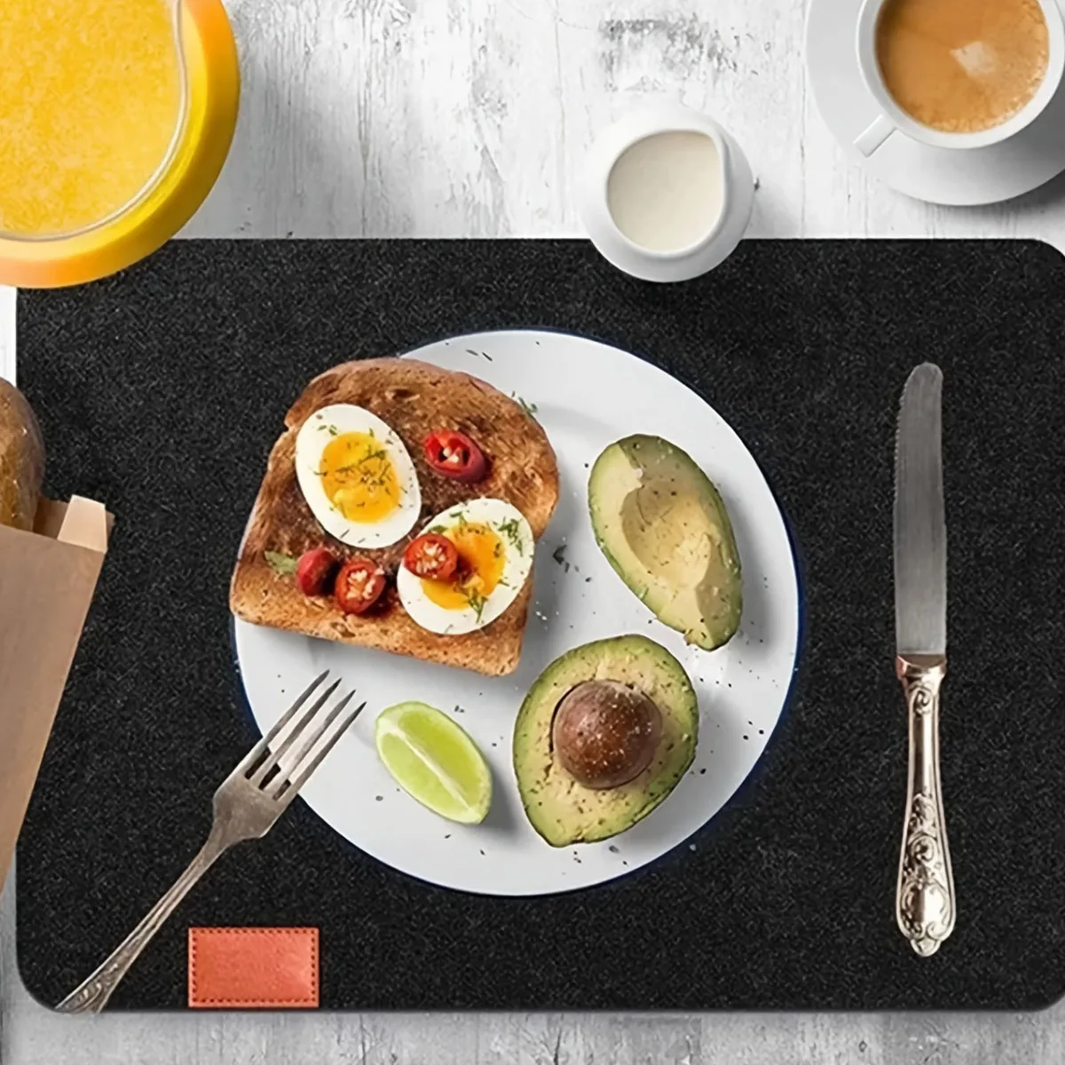 Meal mat knife and fork bag set,meal mat coaster, washable meal mat (4PCS meal mat+4PCS coaster+4PCS knife and fork bag)