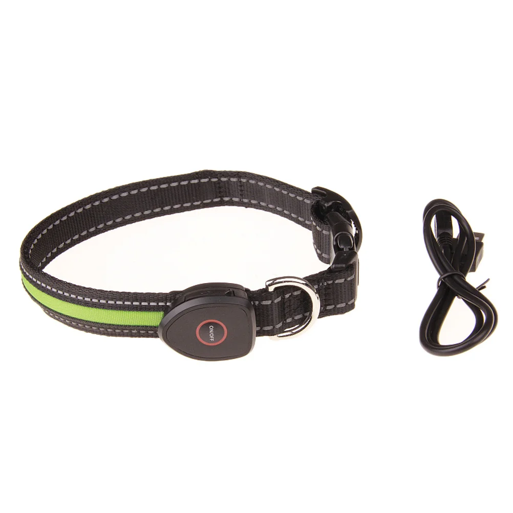 

LED Dog Collar USB Rechargeable Adjustable Green Flashing Pet Collar Light Up Safety for Size S Pet LED Necklace
