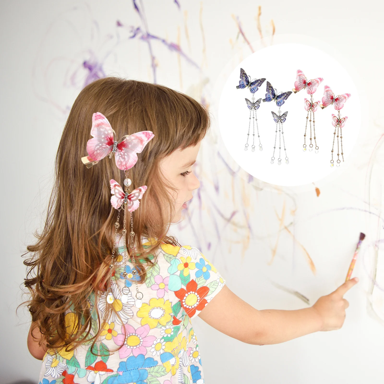 

4Pcs Tassel Butterflies Hair Clips Stylish Exquisite Design Safe Comfortable Wear Gifts Women Girls