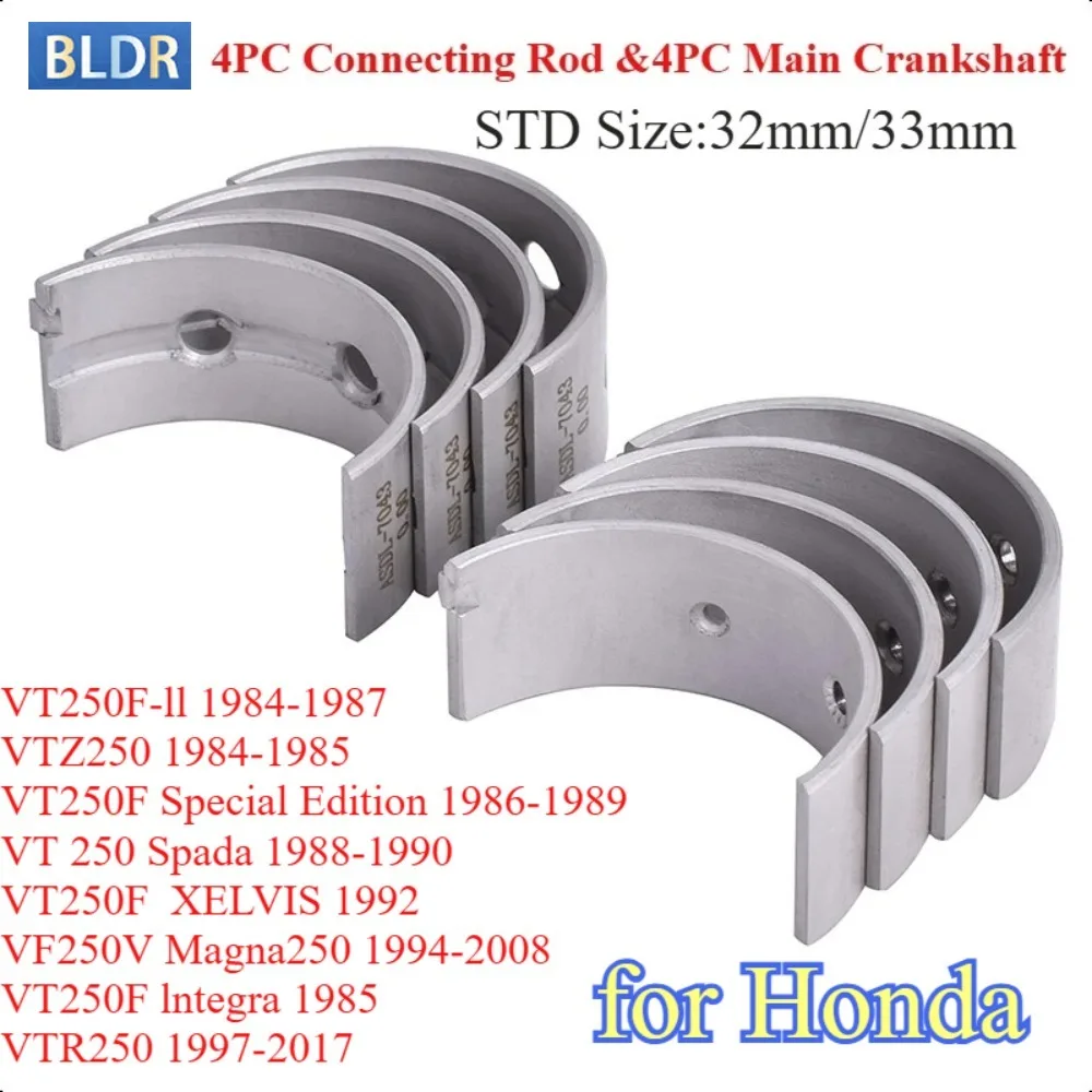 Cojinete principal del cigüeñal de la biela para Honda VTZ250 1984-1985, VT250F, VF250V, Magna250 1994-2008, VTR250 1997-2017