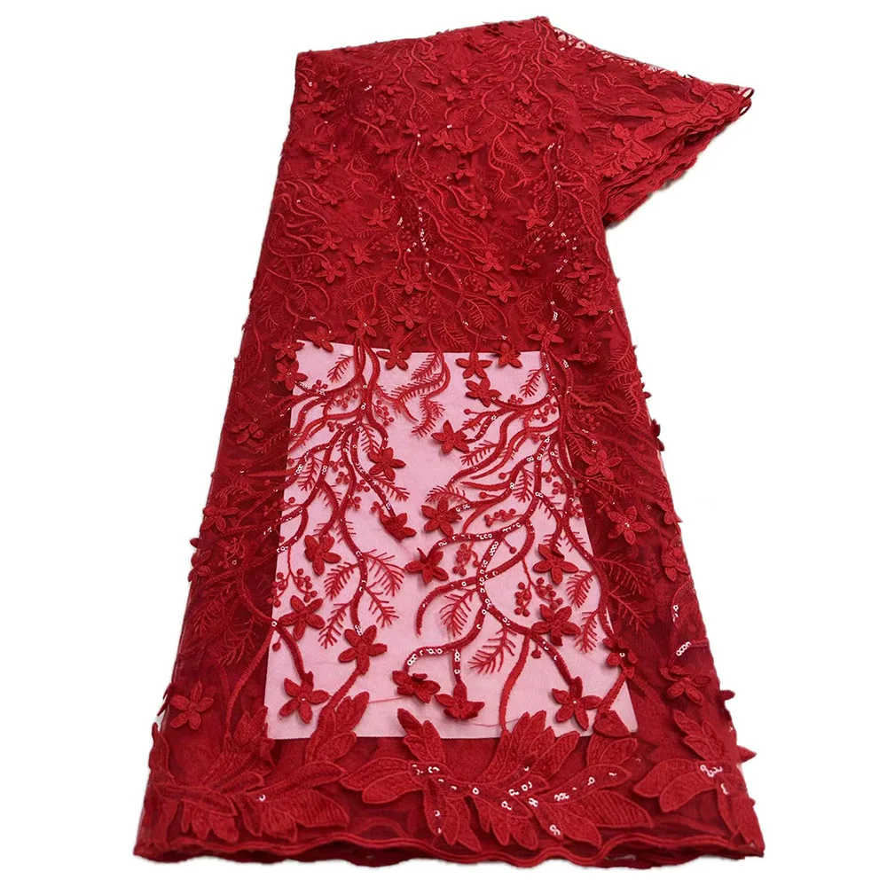 2025 แอฟริกันสุทธิลูกไม้แอฟริกันลูกไม้ผ้าคุณภาพสูง 5 หลาเย็บปักถักร้อยไนจีเรียภาษาฝรั่งเศสคําผ้าลูกไม้ Tulle ผ้าสําหรับงานแต่งงาน