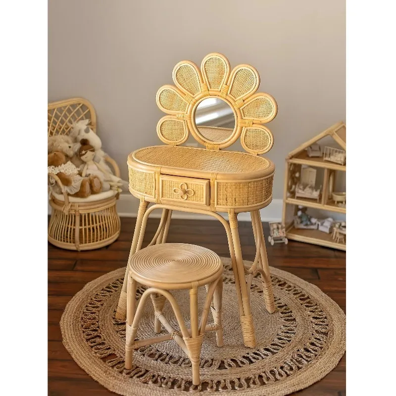 Hot Selling High Quality Kids Dresser Set Rattan Dresser with Drawer Dresser with Kids Mirror