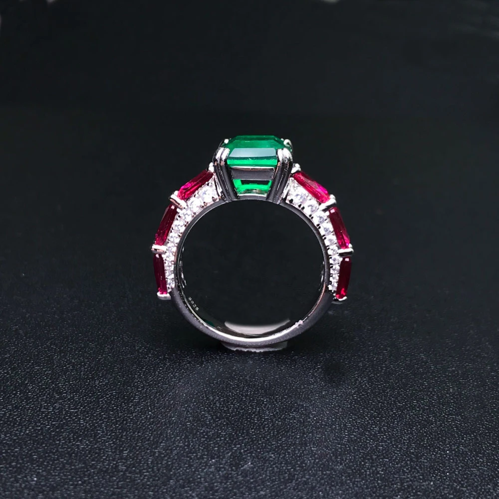 Luxury Created Emerald Ring 925 Sterling Silver Paraiba Zultanite Alexandrite Fine Jewelry for Women Girl Birthday Party Gift