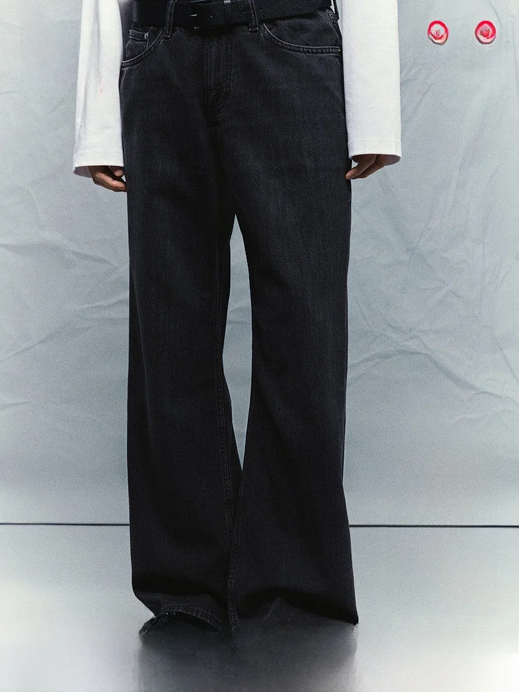 

Мужские джинсы H&M свободного прямого кроя, легкие, в американском повседневном стиле, с низкой посадкой, на пуговицах, из других тканей и материалов, для молодежи