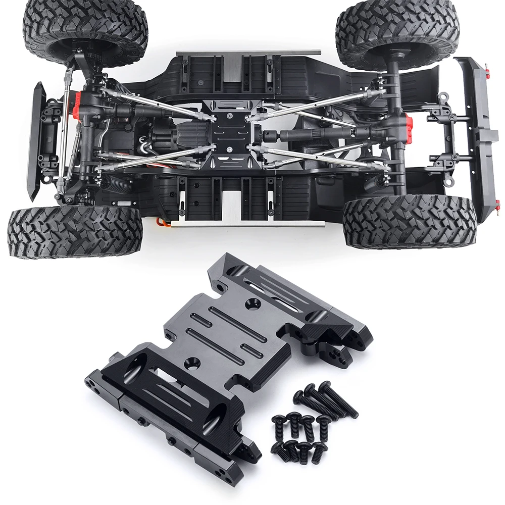 YEAHRUN Metal Chassis Center Skid Plate & Fixed Code Pull Bar Installation Base for 1/10 Axial SCX10 III AXI03007 AXI03006