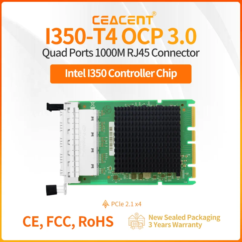 

I350-T4 OCP3 OCP3.0 Structure Mezzanine NIC 4-Port RJ45 1GbE Open Computer Project Network Card Small Form Factor