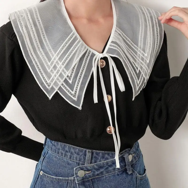 

Y5jd ложный воротник вышивающий ошейник съемный воротник дикки для девочки