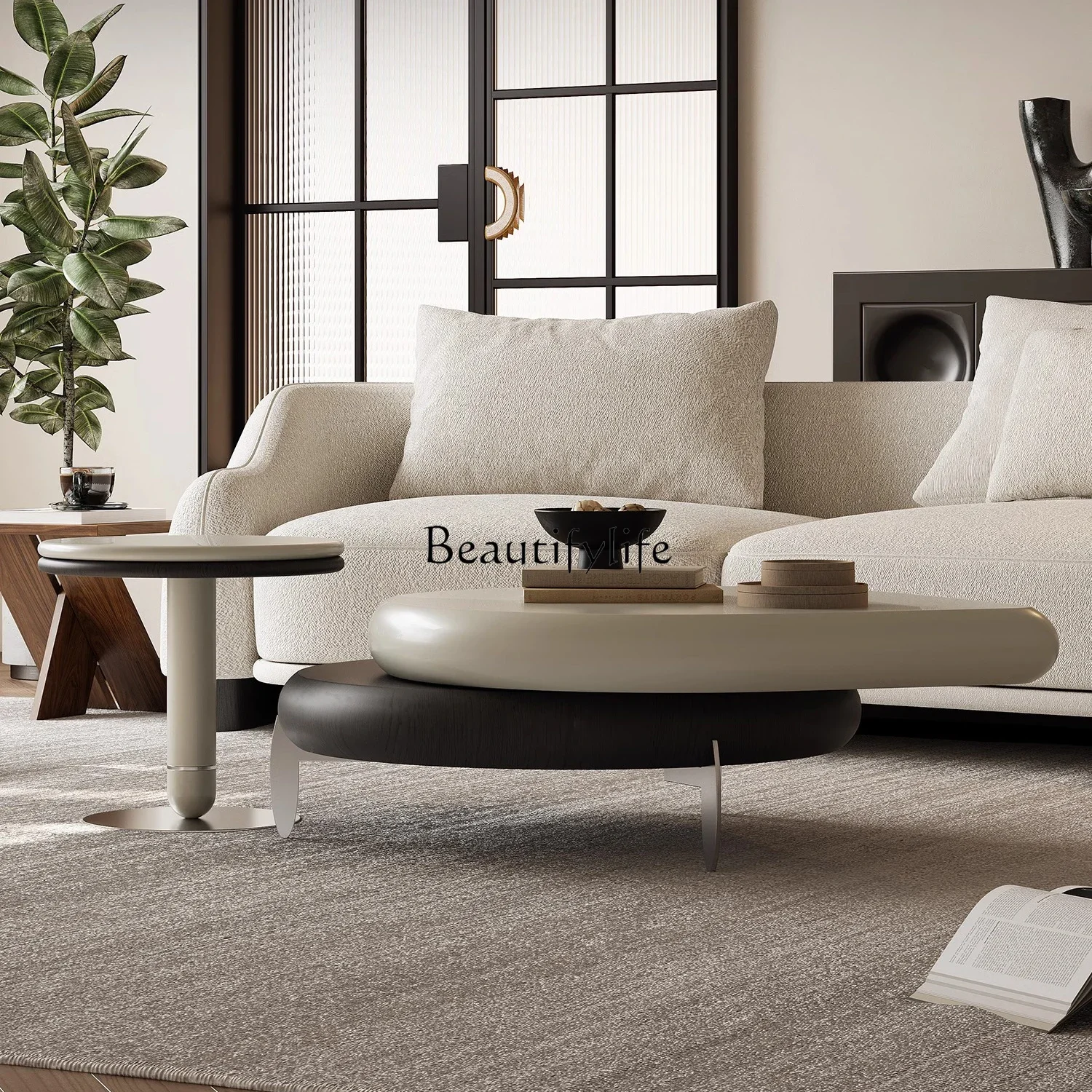 yj21 Italian minimalist rotating coffee table combination living room household small apartment high-end light luxury special-sh