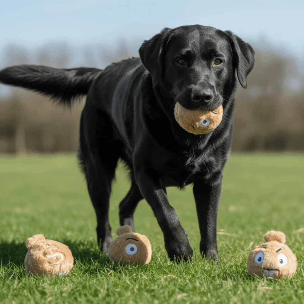 

Fluffy Pet Plush Squeak Ball Bite Resistant Money Bag Shape Squeaking Dog Toys Cartoon Pattern Pet Interactive Ball