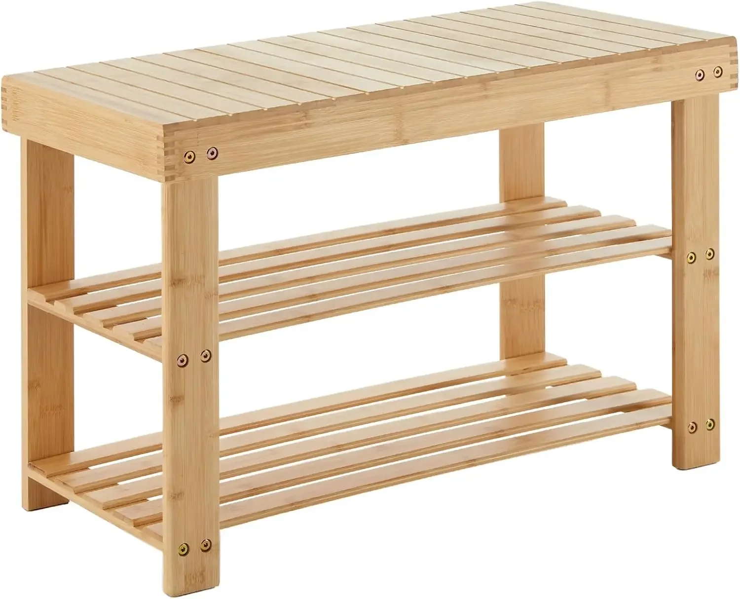 

3-уровневая бамбуковая полка для обуви, скамейка - легкая деревянная подставка для обуви для входной двери, органайзер для хранения в спальне, гостиной