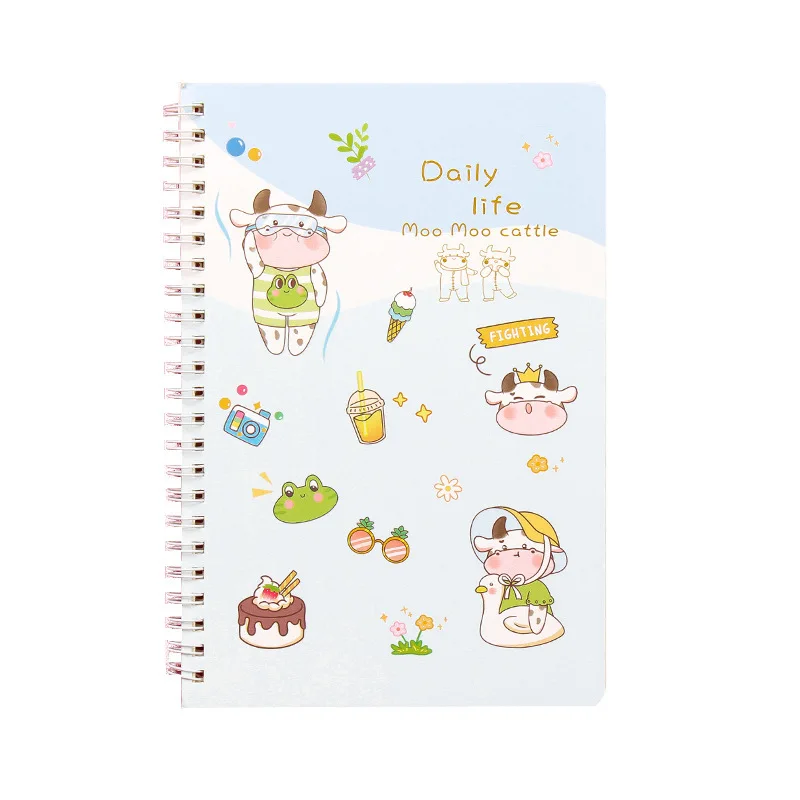 CHEN LIN A5 Cute Cartoon Coil Notebook Binder Spiral Coil Book Cartoon 60Sheet Thicken Notepad Girl Heart Student Diary Notebook