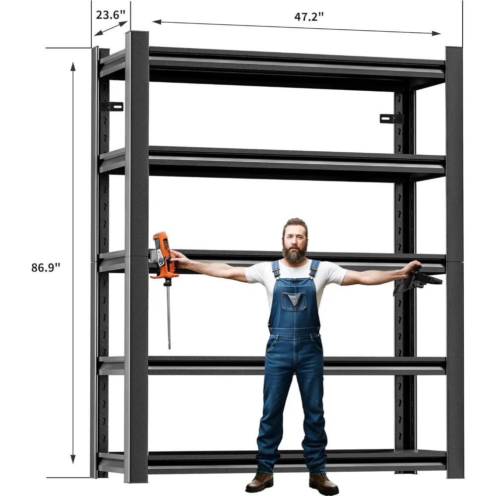Гаражные полки из 4 предметов, 87 дюймов X 48 дюймов X 24 дюйма, сверхпрочные прочные стальные утолщенные металлические полки для хранения, складская полка