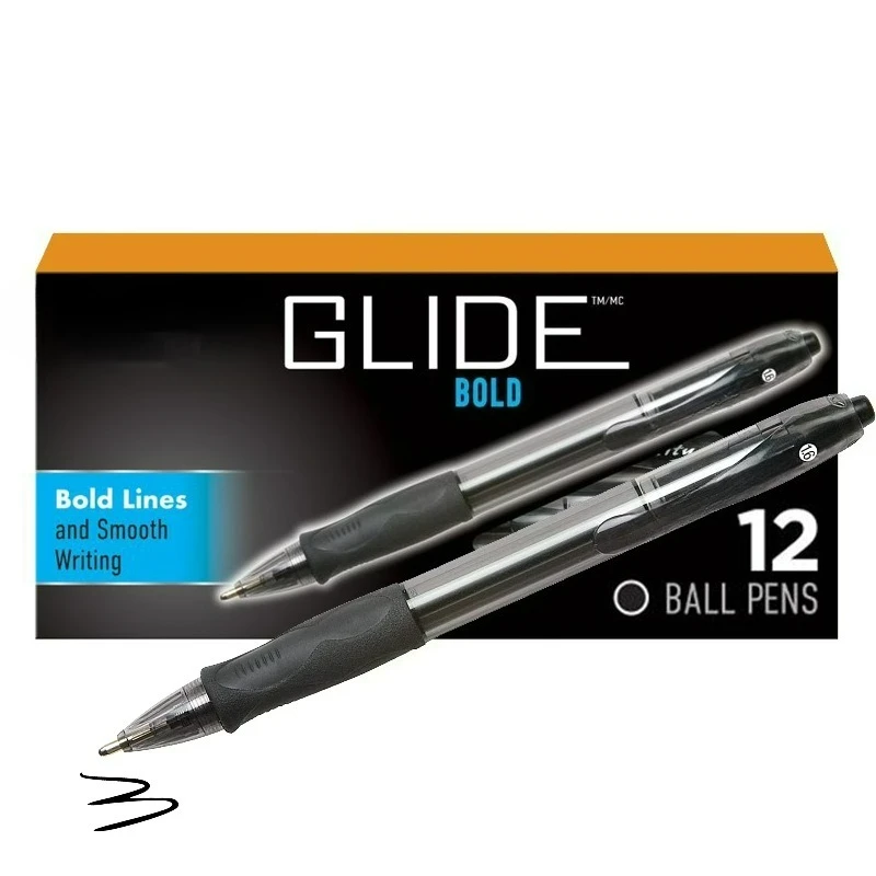 

Retractable Ball Pen, Black, 1.6mm Bold Point, 12 Pack
