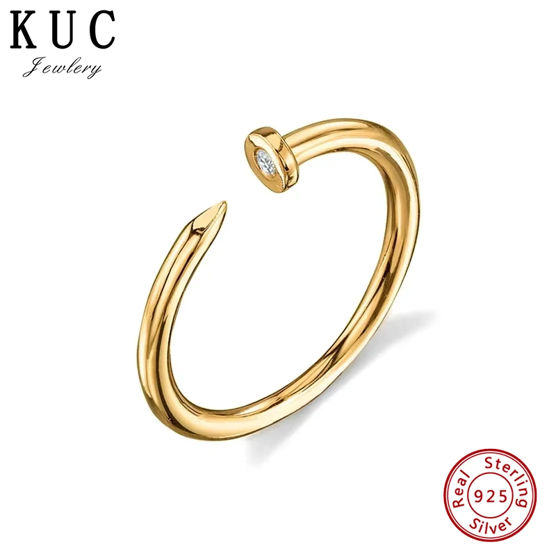 

925 Sterling Silver Original Certificate Zircon Nail Ring For Women Luxury Fashion Free Shipping Jewelry