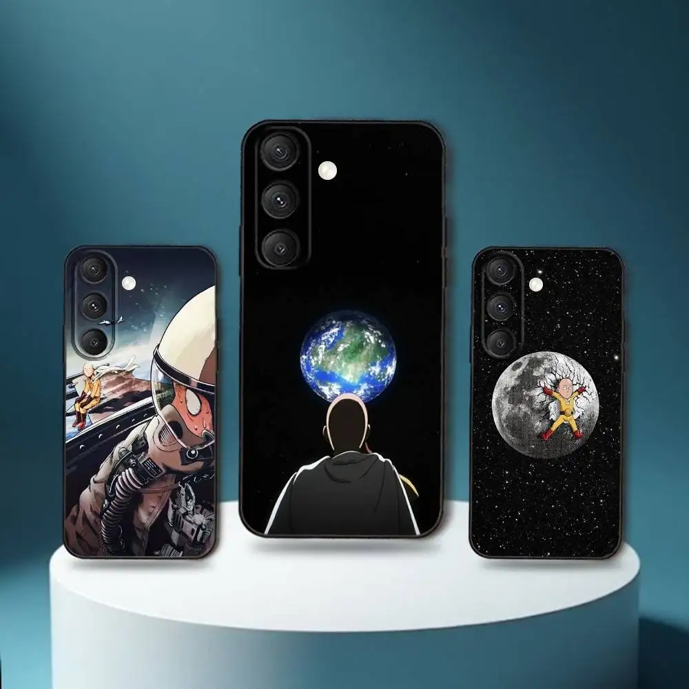 

One P-Punch Man Saitama Phone Case For Samsung S25,S24,S23,S22,S21,S20,S10,Ultra,Plus,Lite,FE,Soft Silicone Black Cover