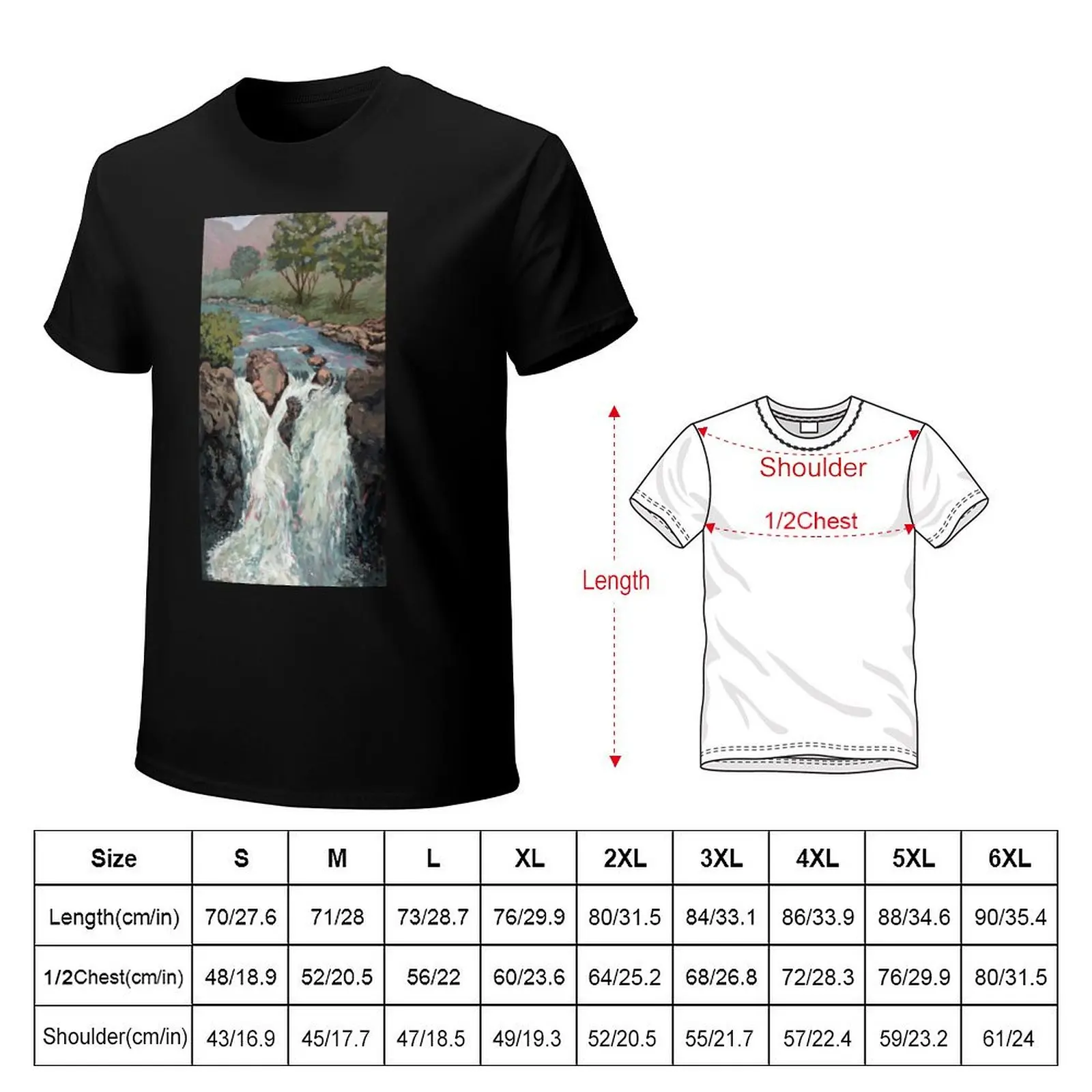 Waterfall in the Scottish Highlands near Glencoe by Tracey Pacitti T-Shirt Soft Casual Short Sleeve Cotton Tee