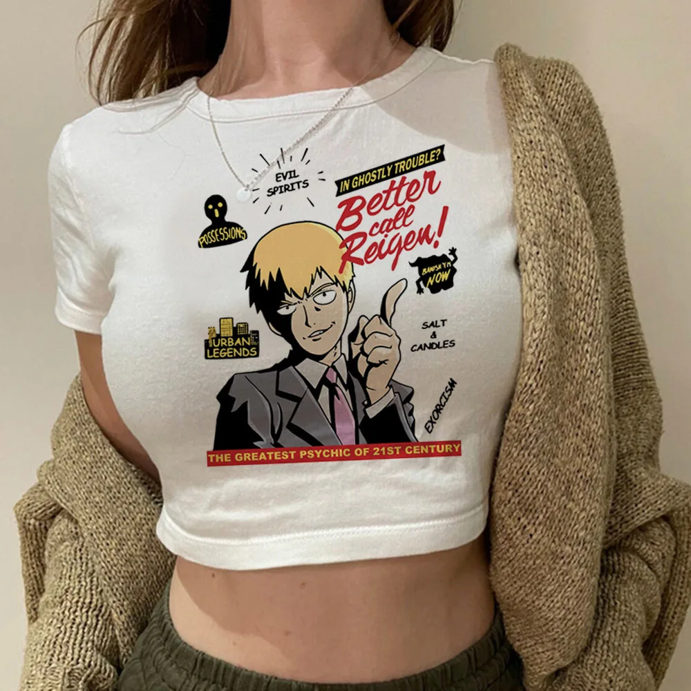 Mob Psycho 100 crop top women dollette 2000s baddie t shirt funny japanese cute harajuku japan view 4