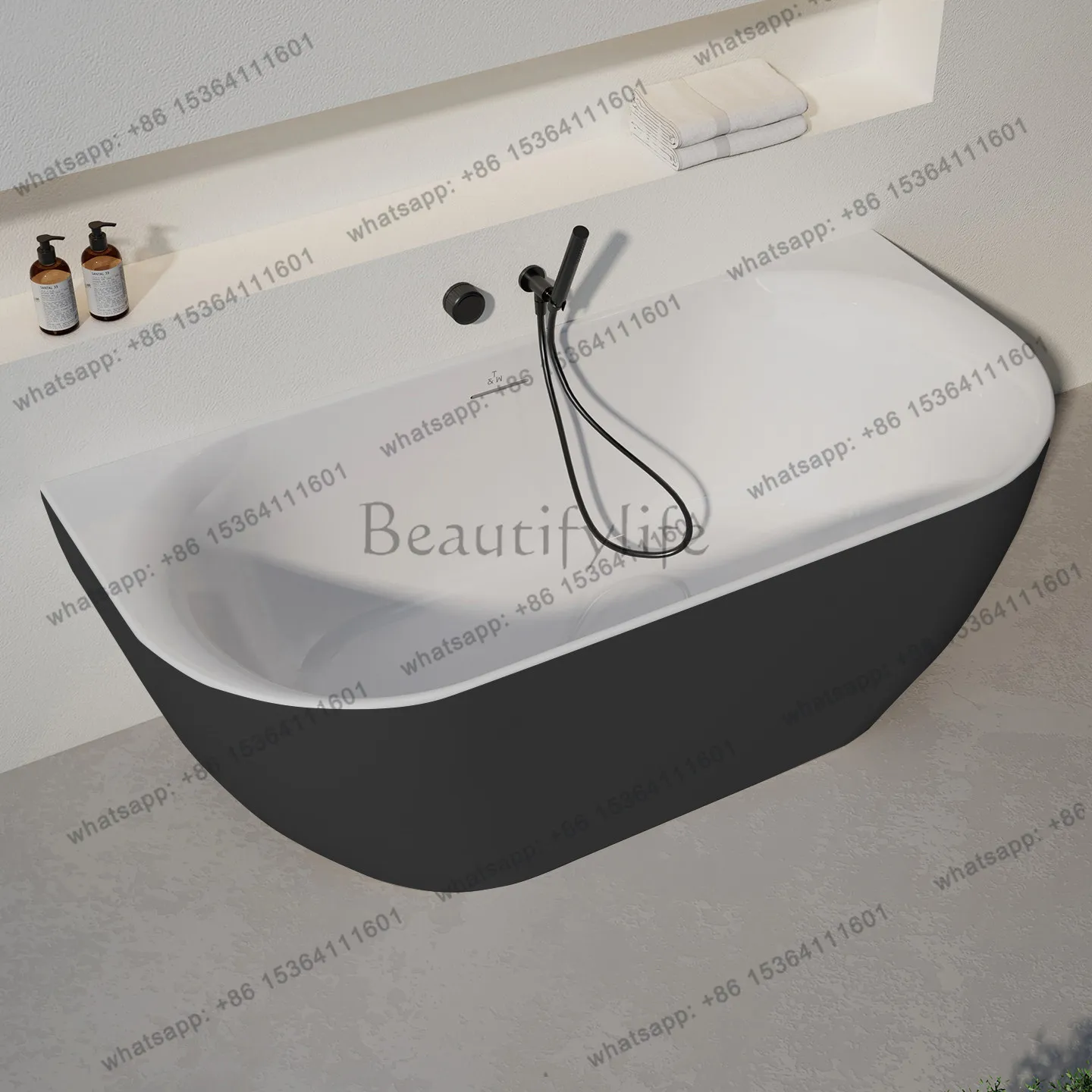 

Freestanding acrylic bathtub home wall hotel B&B double adult bathtub