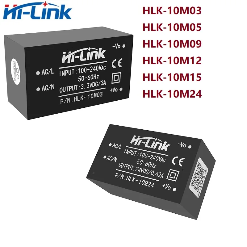 

Hi-Link Free shipping new 5pcs AC DC converter HLK-10M03 220v 3.3V 10W AC DC isolated switching step down power supply module