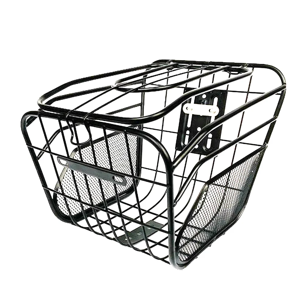 

Flip-Over Bike Basket Front Hanging Storage Cargo Weather-Proof Steel Construction Scratch-Resistant Handlebar Protector For