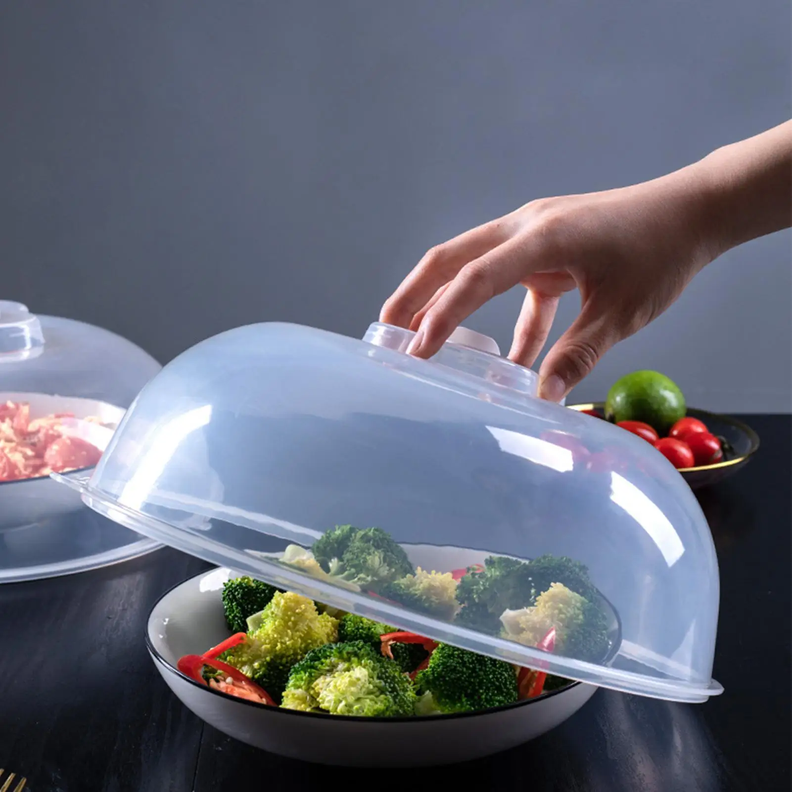 22/29CM Microwave Splatter Cover Lid With Steam Vent Fresh Keeping Kitchen Stackable Sealing Disk Cover Plate Bowl Cover Plastic