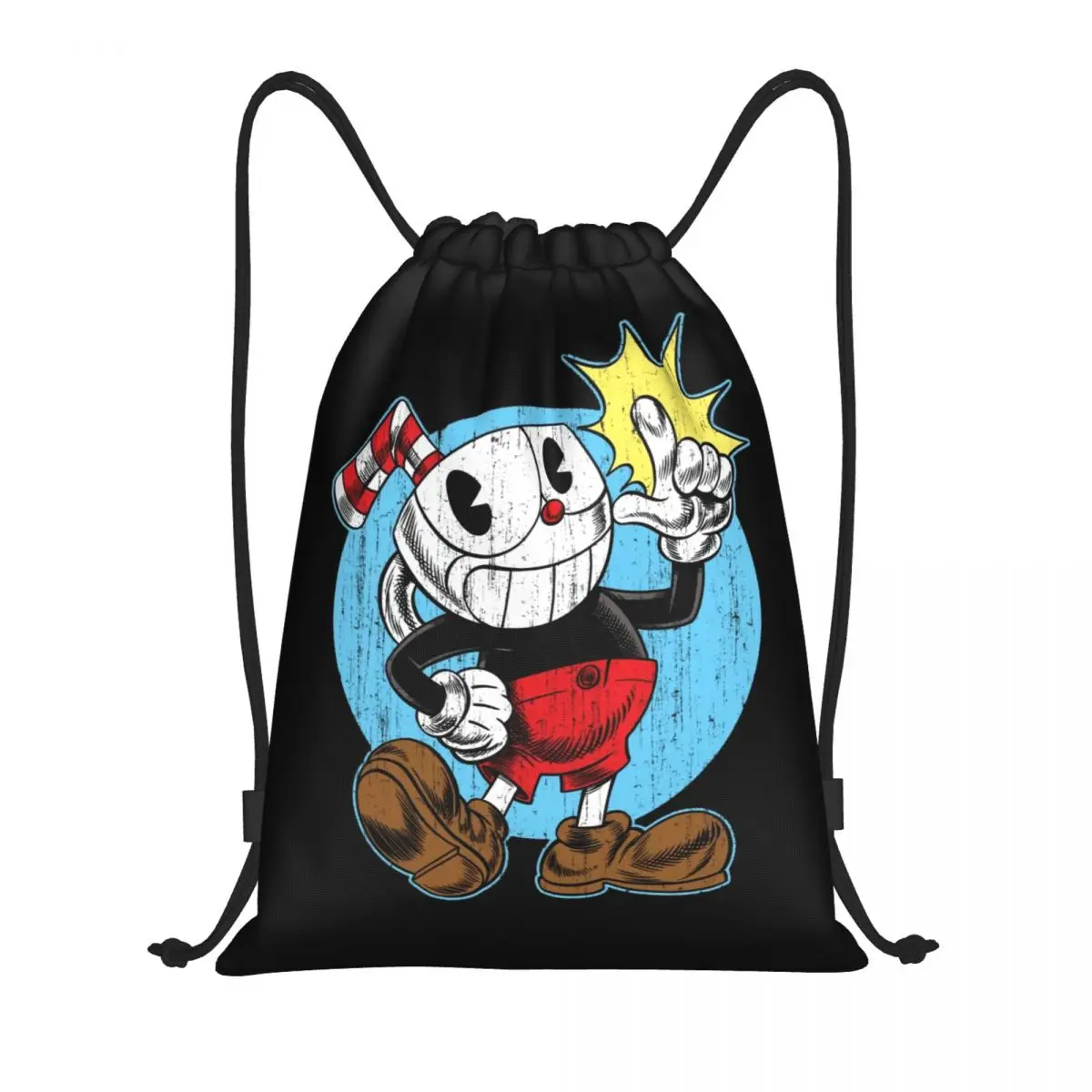 Cuphead-bolsas con cordón para hombre y mujer, Mochila deportiva portátil para gimnasio, almacenamiento de entrenamiento