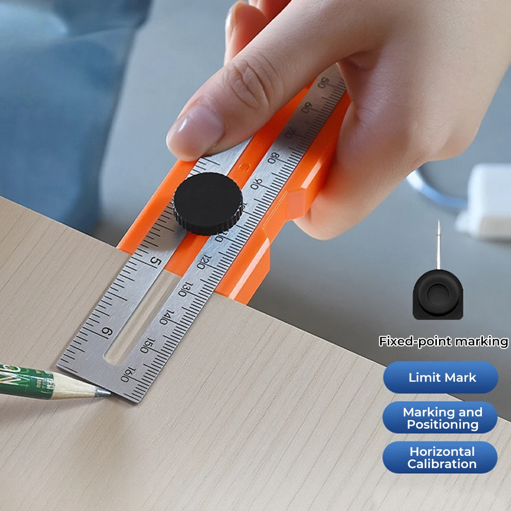 Multi-role Foldable Depth Measuring Ruler Woodworking Multi-angle Marking Ruler Adjustable Positioning Scribing Protractor Tools