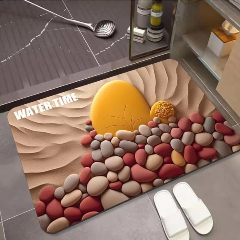 Stereoscopic Vision Door Mat Living Room 3D Effect Printed Goose Soft Stone Pattern Carpet Bathroom Non Slip rug Home Decoration