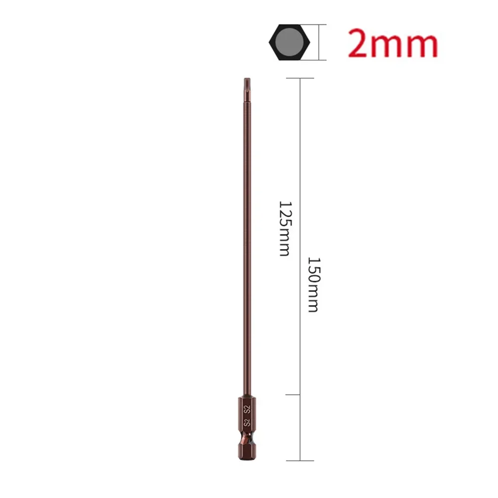 Screwdrivers Screwdriver Bit 150mm Alloy Steel H1.5-H6 Screwdriver Bits Wide Size Range Magnetic Hex Head Practical