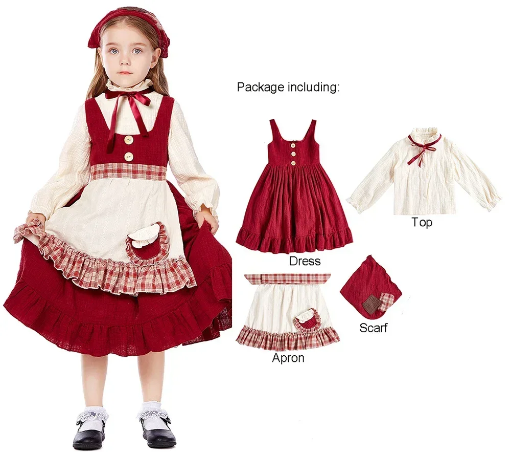 

Red Dress Little Red Riding Hood Cosplay Costume The Little Match Girl Role Play Lolita Blue Maid Dress Outfit Party Costumes