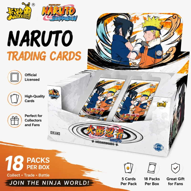 kayou正規品「naruto」トレーディングカード-ブースターボックス。アニメtcg、コレクション用ホイルカード。ナルト、サスケ、カカシのカードが入っており、ファンへのプレゼントに最適。