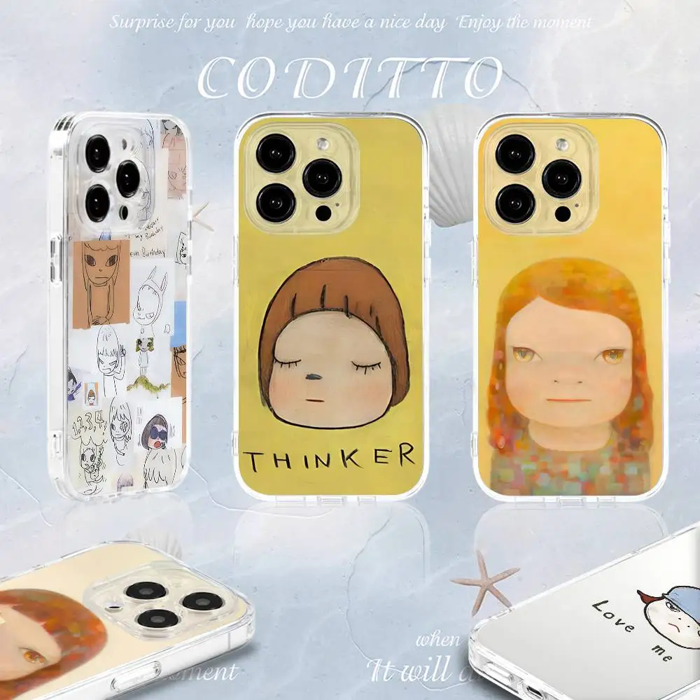 

Fashion Y-Yoshitomo N-Nara Phone Case For iPhone 16,15,14,13,12,11 Pro,Max,Plus,X,XS,XR,SE4,E Mini Transparent Soft Cover