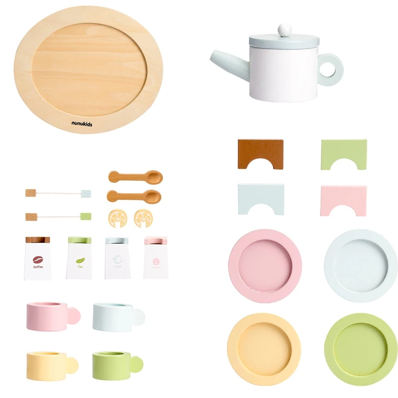 

Wooden Afternoon Tea Set Toys Children Home Kitchen Whisking Tea Set Cake Toy Play House Toy Children Wood Tea Cup Toys Kid Gift