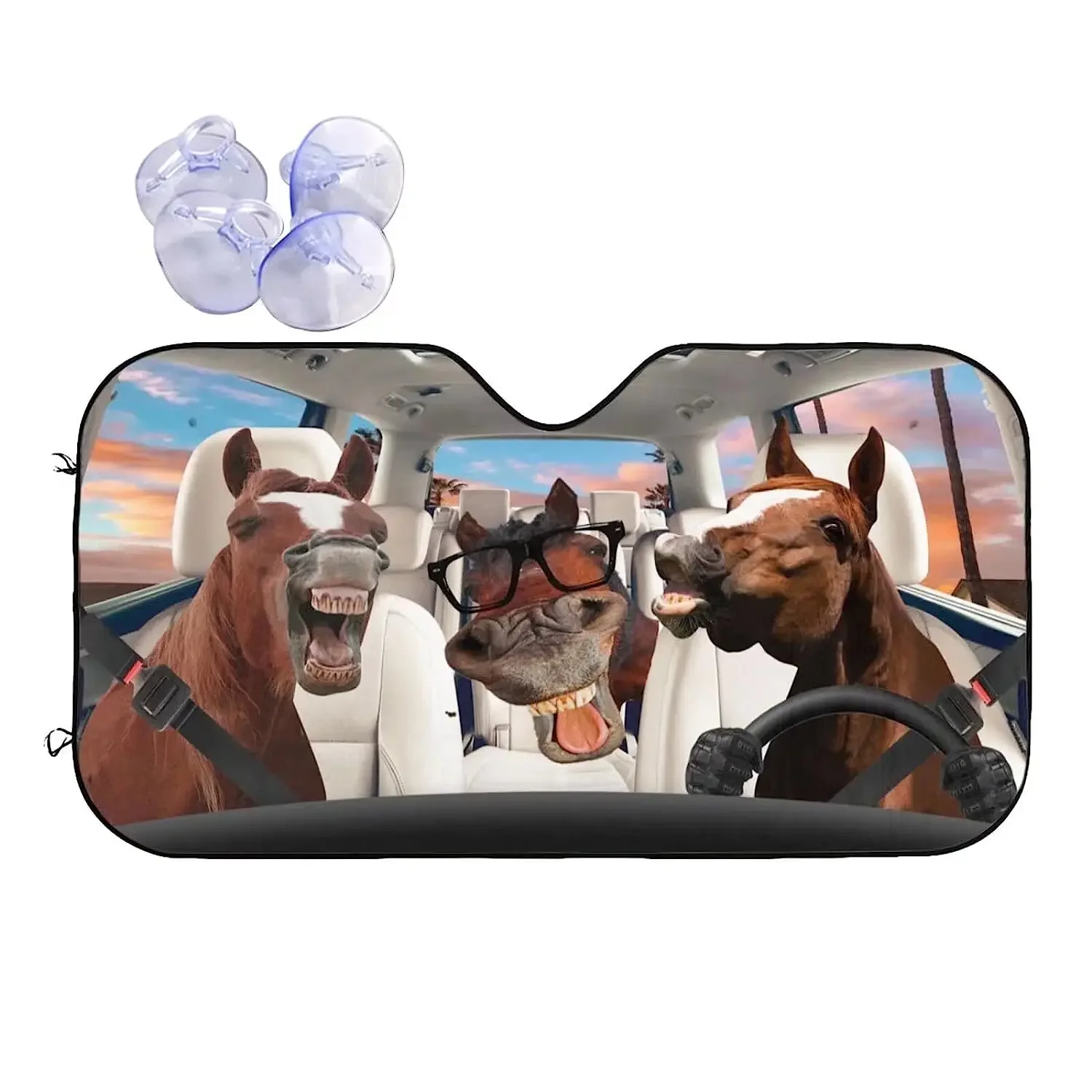 Horse Driving Auto Windshield Sun Shade Farmhouse Foldable Sun Visor Sunshade for Car Truck SUV To Keep Vehicle Cool UV Rays