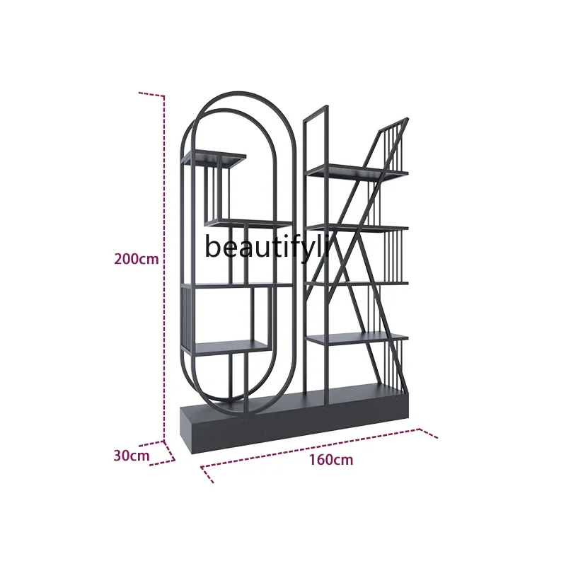 02 Rak Buku Lantai Kreatif Besi Tempa Rak Bunga Berdiri Rak Pajangan Toko Partisi Rak Buku
