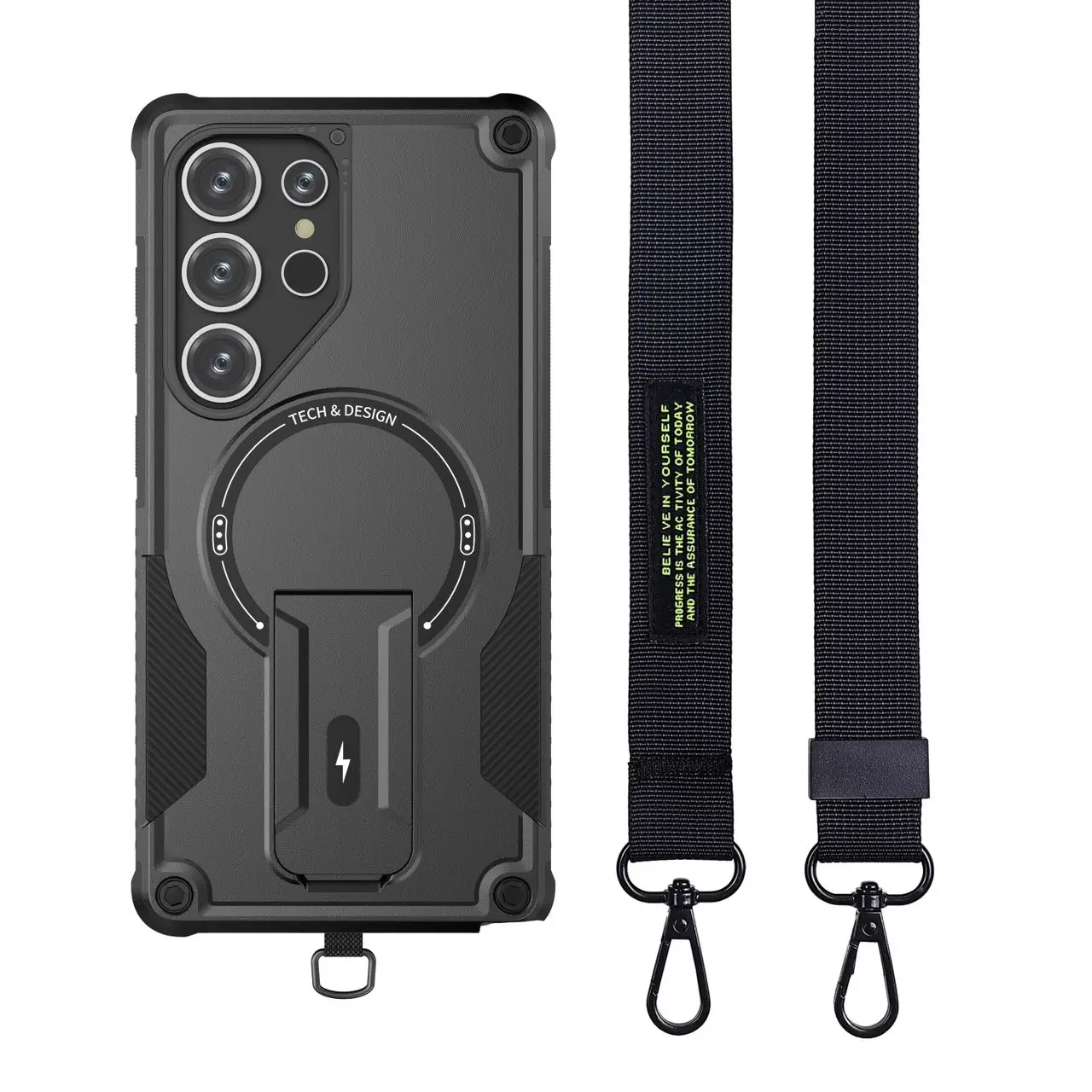 Heavy Duty Lanyard Phone Case for Samsung Galaxy S25 Ultra S24 Plus A55 A56 5G A54 A35 A36 A15 A16 A14 Wireless Charging Cases