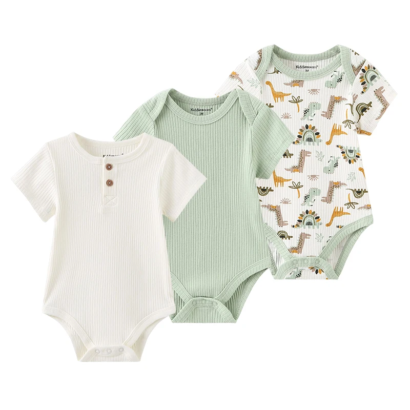 

Summer Fashion 3Pcs/Lots Baby Boy Girl Bodysuits Newborn Short Sleeve Onesies Infant Clothing