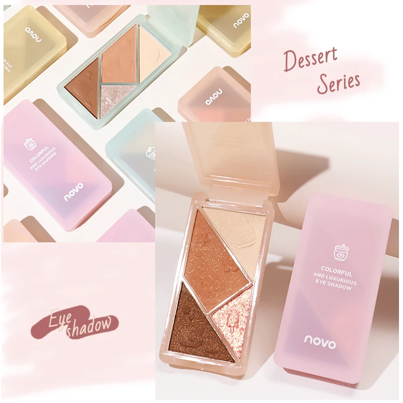 Milk-Tea 4 Colors Eyeshadow Palette Matte Glitter Shimmer Eye Makeup Soft Touch Long Lasting Easy to Wear Facial Contour Pallete