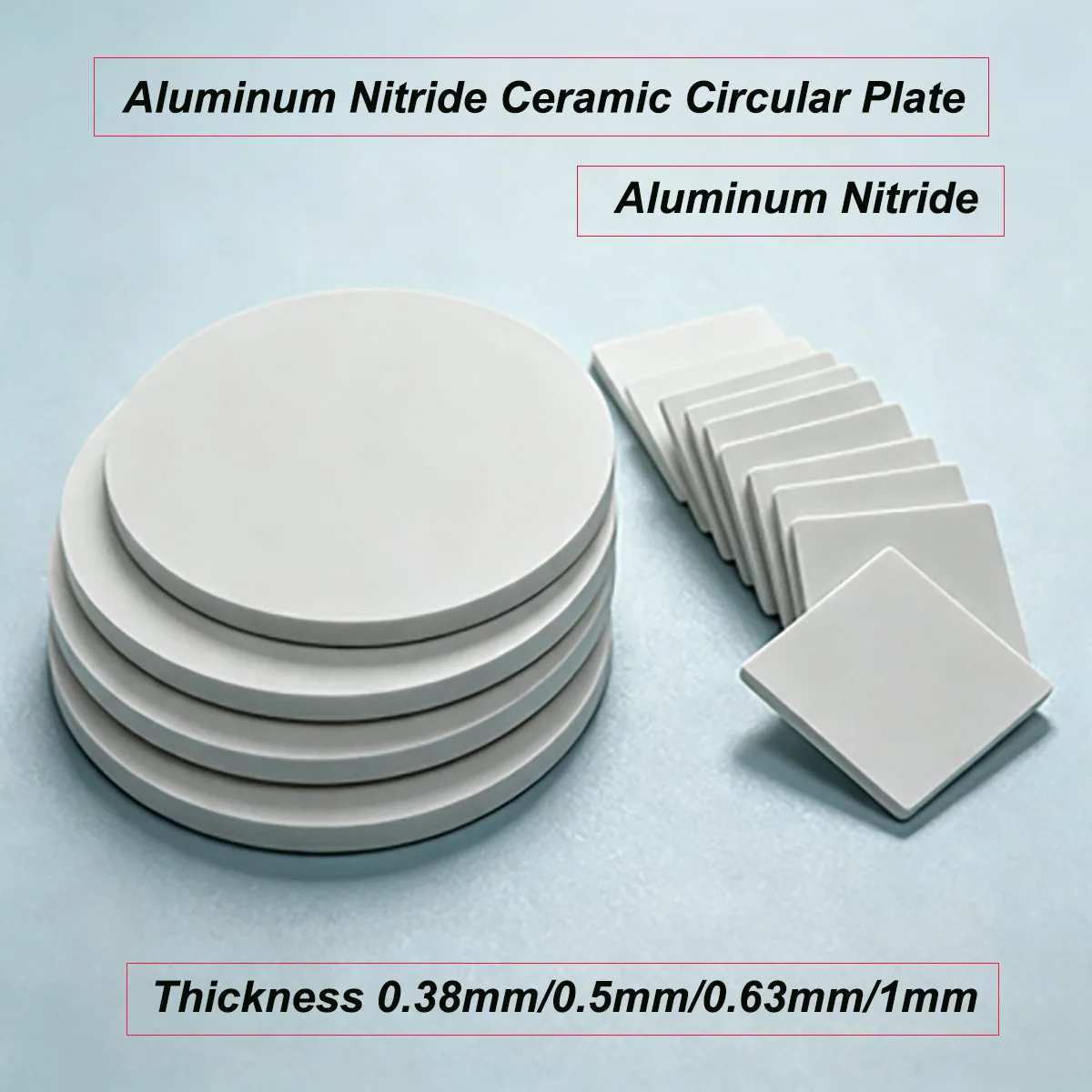 Thickness 0.38mm/0.5mm/0.63mm/1mm Aluminum Nitride Ceramic Circular Plate for Semiconductor Packaging, etc