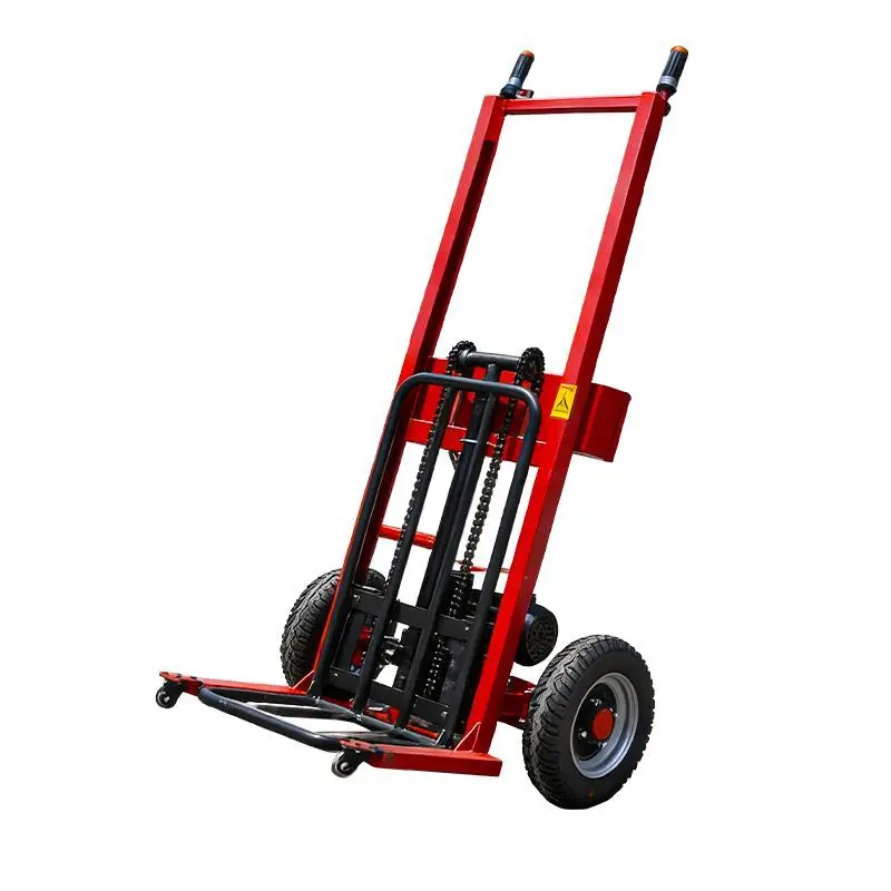Electric Powered Hand Cart Hydraulic Elevated Stacker Portable Mini Forklift For Cargo Transport Stacking Work