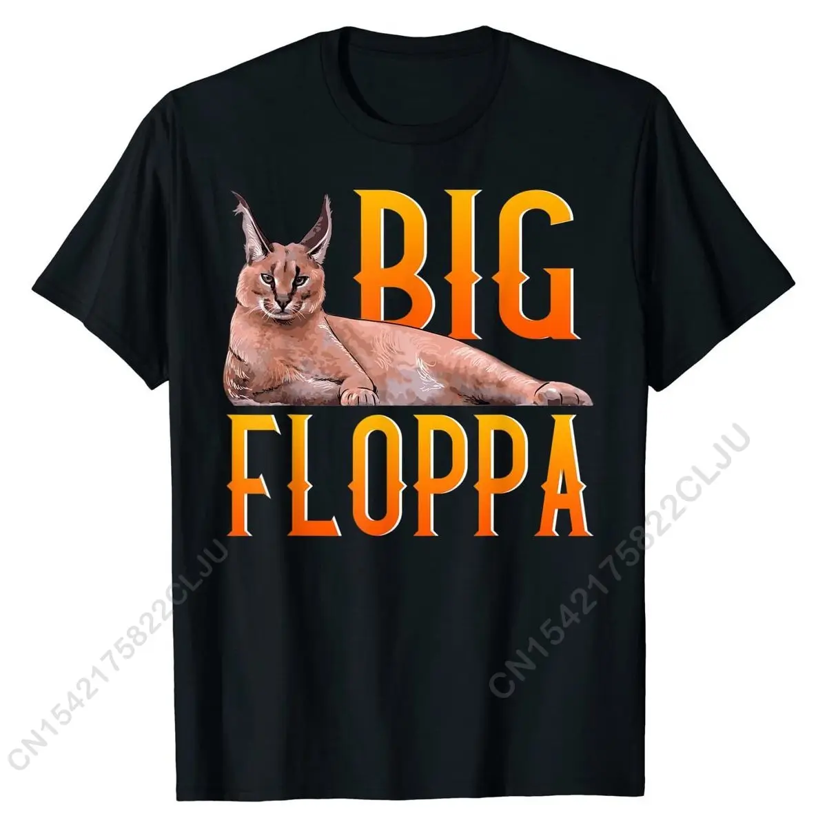 Big Floppa Meme Cute Caracal Cat T-Shirt Men Oversized Customized Tops Shirts Cotton T Shirts Funny