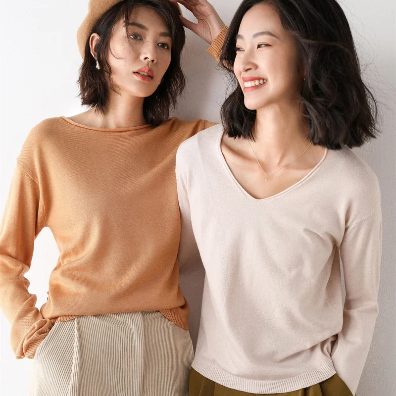 Basic Women Sweaters Cashmere Autumn Winter Tops Loose fitting Women Pullover Knitted Sweater Jumper Soft Warm Pull Cheap Tops