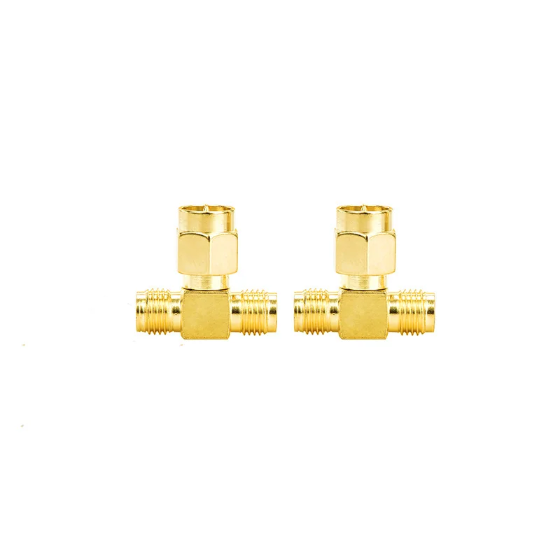 SMA-KJK SMA Male To Dual SMA Female RF Triple Tee Adapter Splitter Connector 3 Way 3 Pack