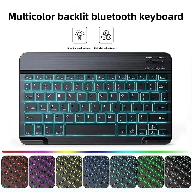 

Backlit Bluetooth Wireless Keyboard Mouse Set Suitable for iPad Mobile Phone Tablet Portable RGB Colorful Luminous