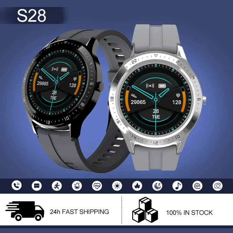 S28 Men Smart Watch Ladies HD Full Touch Sports Fitness Watch Waterproof Call Reminder Smartwatch Female For Android IOS