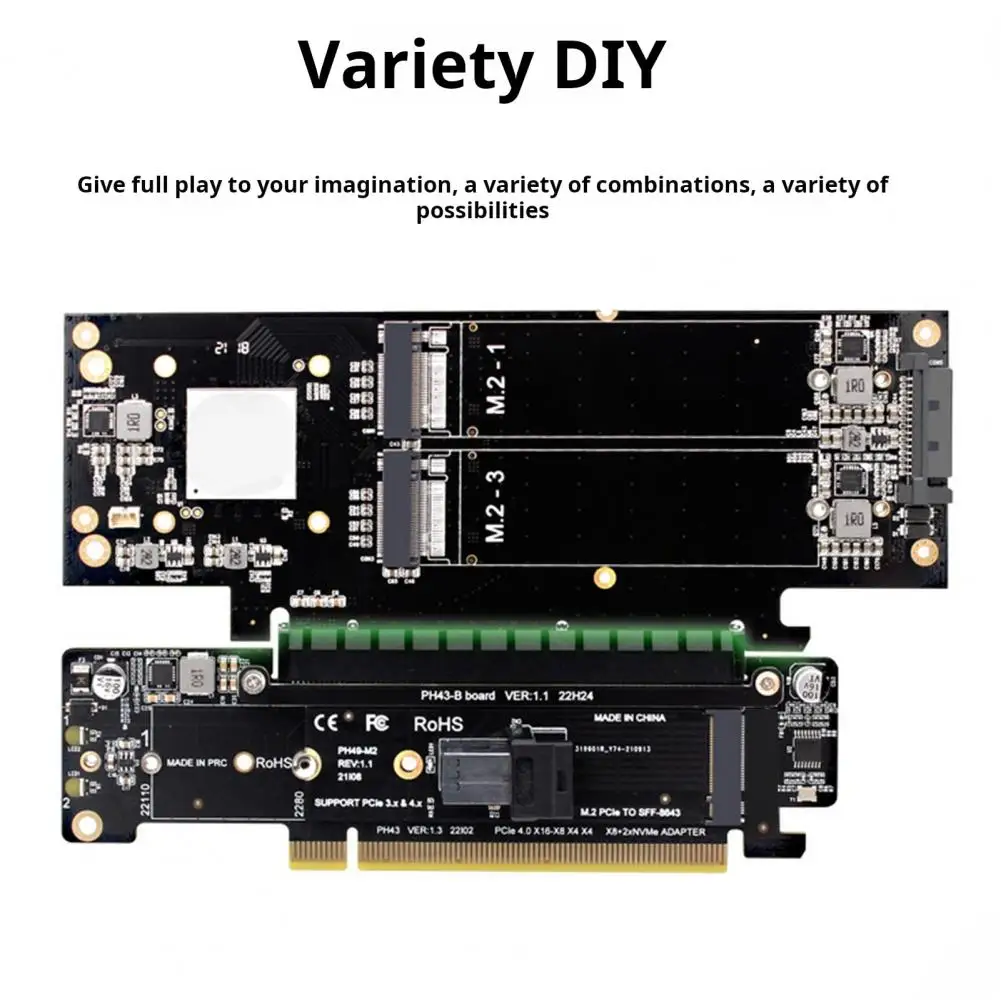 New PCIE Expansion Card PCIe X16 to X8 X4 X4 PCIE4.0 M.2 NVME Support 2280/2260/2242/2230 SSD PCI Express Split Adapter Card